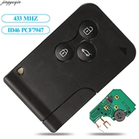 jingyuqin 3 buttons 433mhz id46 pcf7947 chip smart pcb ultrasonic remote car key for renault megane 2 grand scenic ii card key