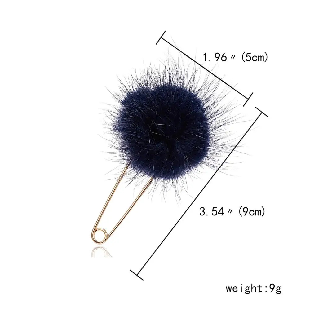 dark blue Зимняя одежда корсаж меховой помпон брошь для пирсинга булавки лацкан Броши Имитация жемчуга брошь булавки для женщин и мужчин воротник значок вечерние ювелирные изделия подарок - Окраска металла: dark blue