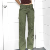 weiyao embroidery army green high waist jeans women casual fashion denim trousers ladies skinny 2000s aesthetic pants capris