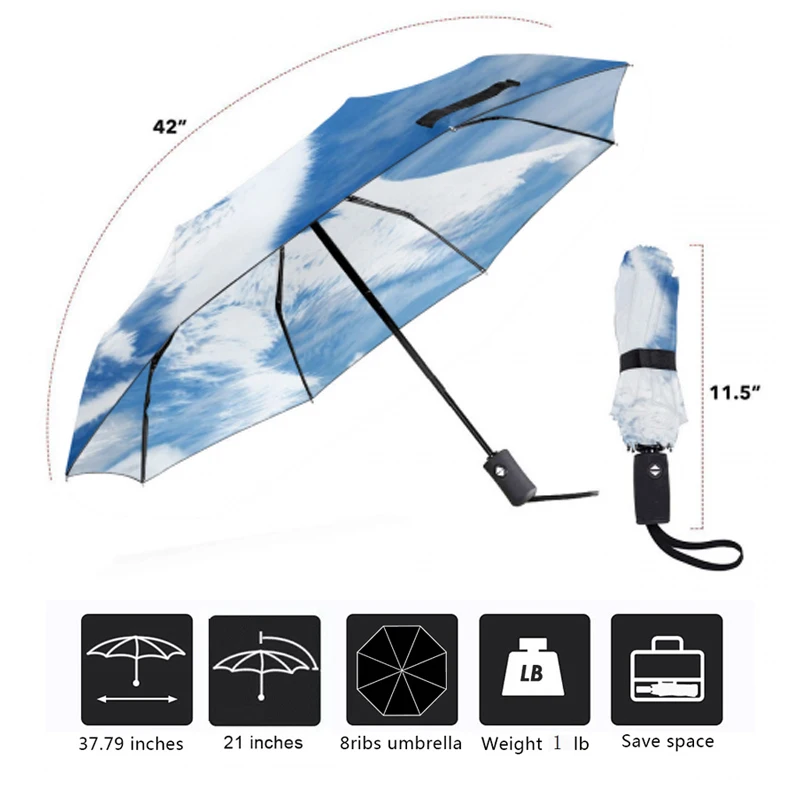 Креативный полностью автоматический зонт компактный складной с рисунком волка