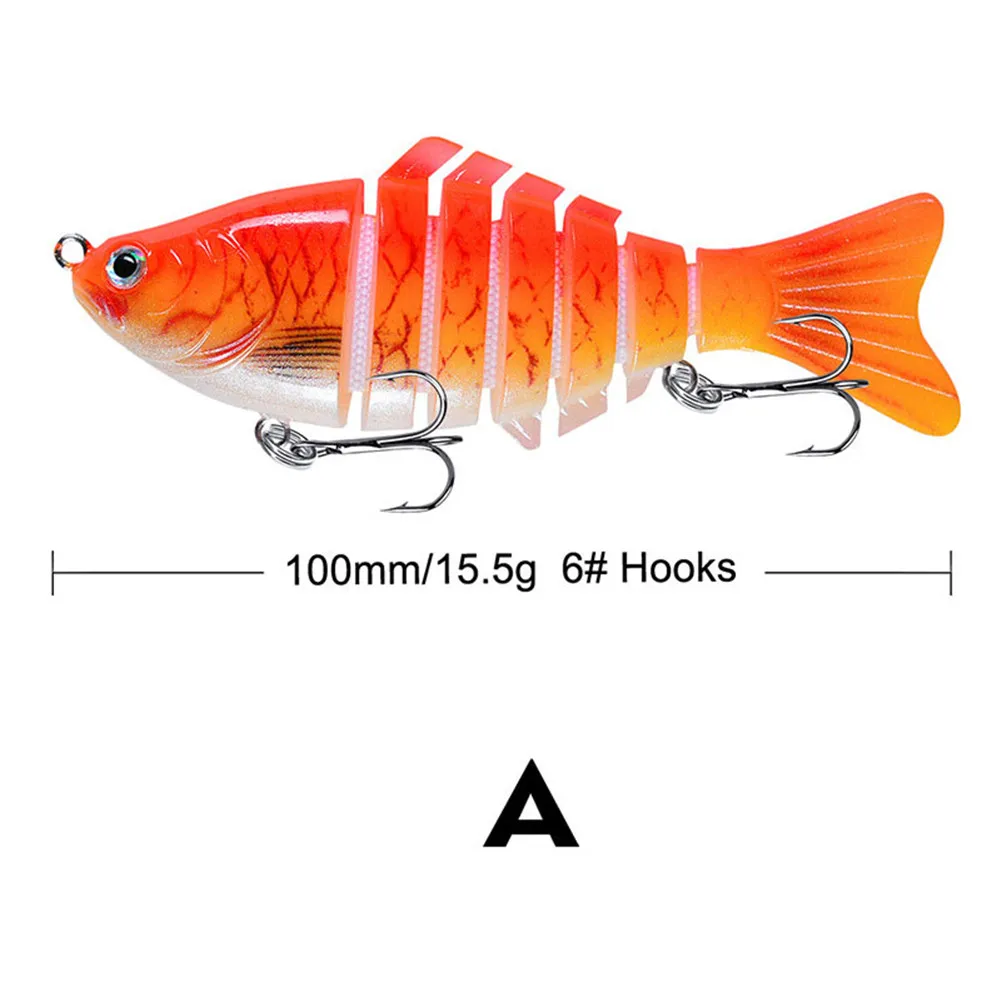 

1/5PCS Multi Jointed Fishing Plastic Swimbait Crankbait Treble Hook Hard Bait 10cm 15.5g FEA889