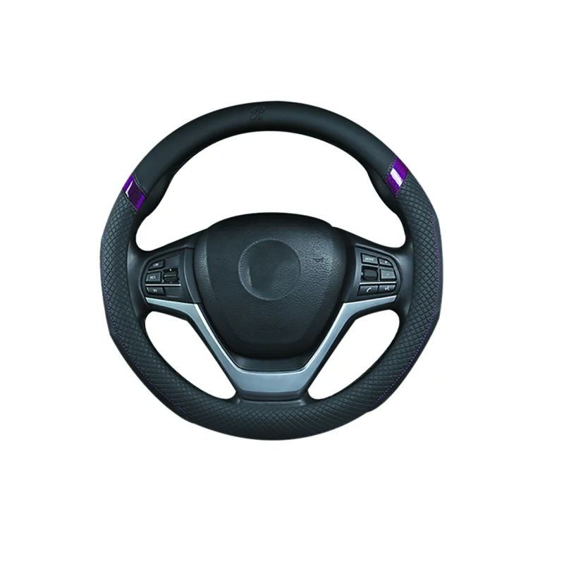 

LEDTENGJIE 37-38CM Embossed Car Steering Wheel Cover Four Seasons Universal Non-slip Wear-resistant Car Handle Cover