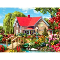 full squareround drill 5d diy landscape diamond painting garden house embroidery cross stitch 5d home decor gift