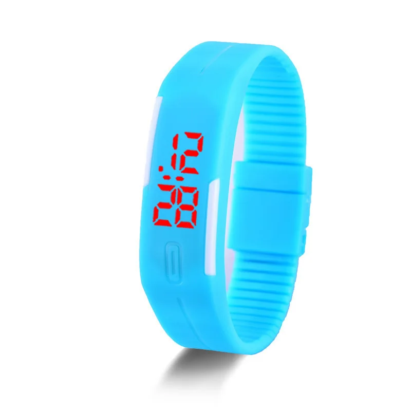Light blue Новые горячие модные светодиодные часы конфетная цветная силиконовая резина с сенсорным экраном цифровые часы, женские мужские спортивные наручные часы с браслетом - Цвет: Light blue