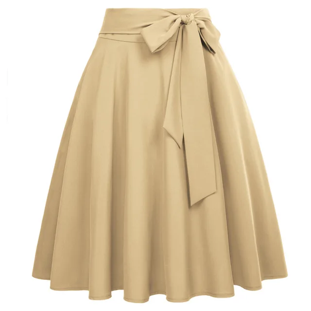 khaki Belle Poque юбка женская высокая талия кожаная юбка офисные юбка миди элегантные юбка плиссе юбки женские осень зима плиссированная эластичныеюбказимняя юбка юбка с запахом - Цвет: khaki