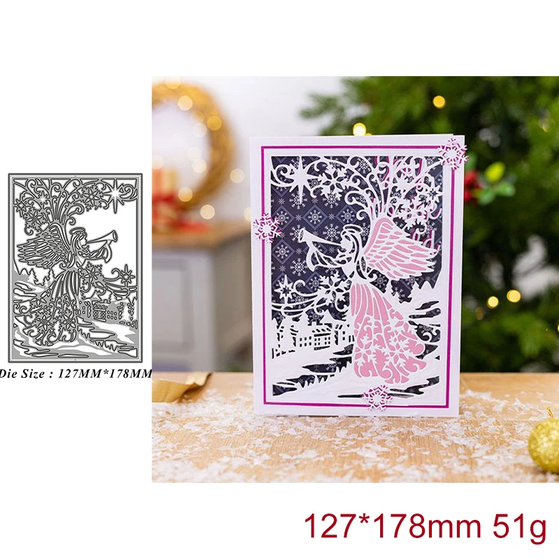 

2021 Christmas Cut Die Trumpet Horn Fairy Frame Metal Cutting Dies Diy Molds Scrapbooking Paper Making Die Cuts Crafts