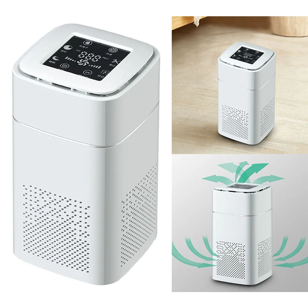 

Mini Air Purifier HEPA Filter Low Noise PM2.5 Formaldehyde Air Cleaner w/UV Light Night Light for Bedroom Home Office EU Plug