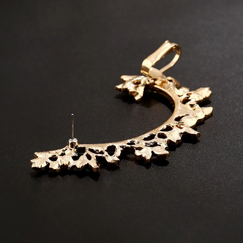 1Pc Fashion Women Leaf Ear Cuff Curved Crystal Stud Earring Jewelry Accessories | Украшения и аксессуары