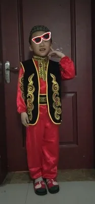 Детские костюмы уйгур Казахский народное платье детский танцевальный костюм для девочек и мальчиков Синьцзян национального танца Костюмы, праздничная одежда