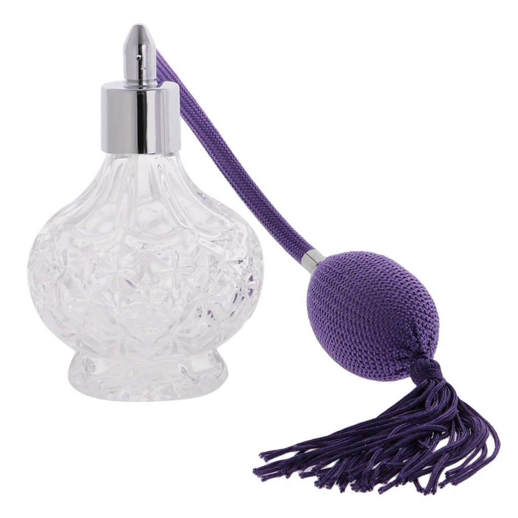 Vintage Crystal Clear Glass Empty Fragrance Bottle Long Spray Atomizer Scent Pump Refillable Makeup Tool Part Lady Gift 100ml | Красота и