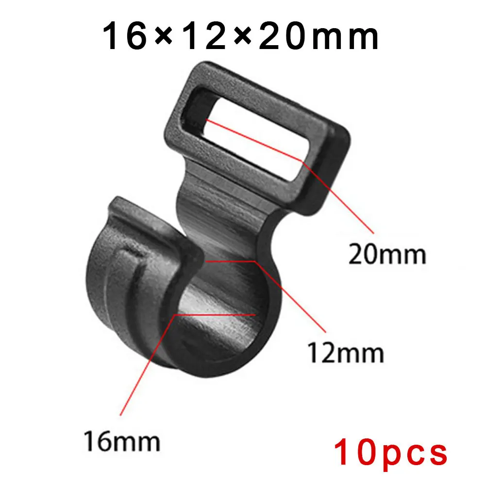 

10pcs 20mm Tent C Shaped Clip Plastic Tent Suspension Hooks Awning Pole Inner Hanger Clips S/M/L Black Tent hooks Accessories
