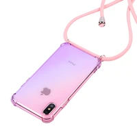 lanyard rainbow aurora transparent case for samsung galaxy 21 ultra s10 s20 s9 s8 plus note 10 9 8 20 shoulder rope cord cover