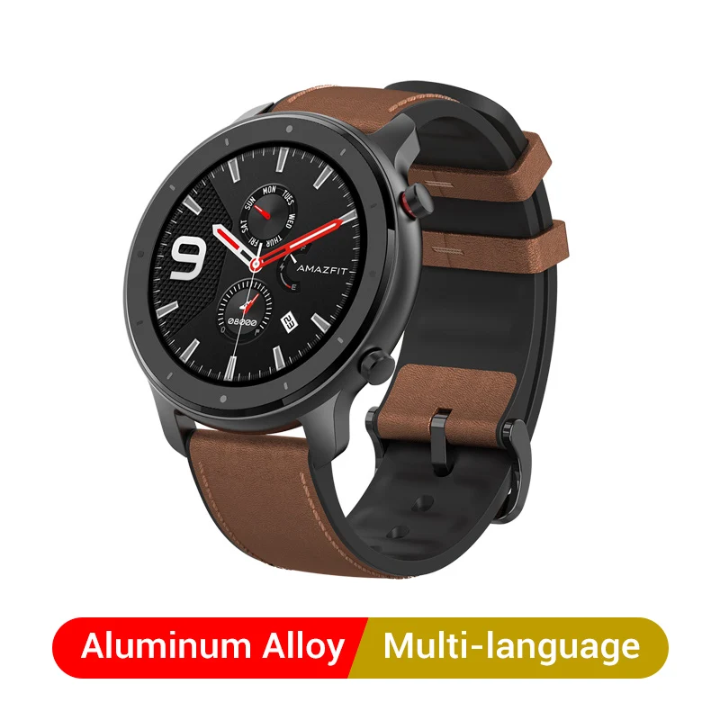 Aluminum Alloy Глобальная версия Amazfit GTR 47 мм Смарт-часы с gps 5ATM Водонепроницаемость 24 дня Срок службы батареи 12 спортивный режим управление музыкой+ ремешок - Цвет: Aluminum Alloy
