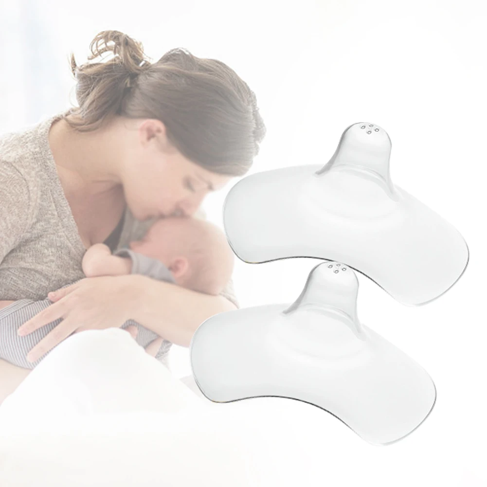 

2pcs/set Easy Clean For Breastfeeding Reusable Soft Silicone Home Pacifiers Baby Clear With Case Nipple Shield Milk Extractor