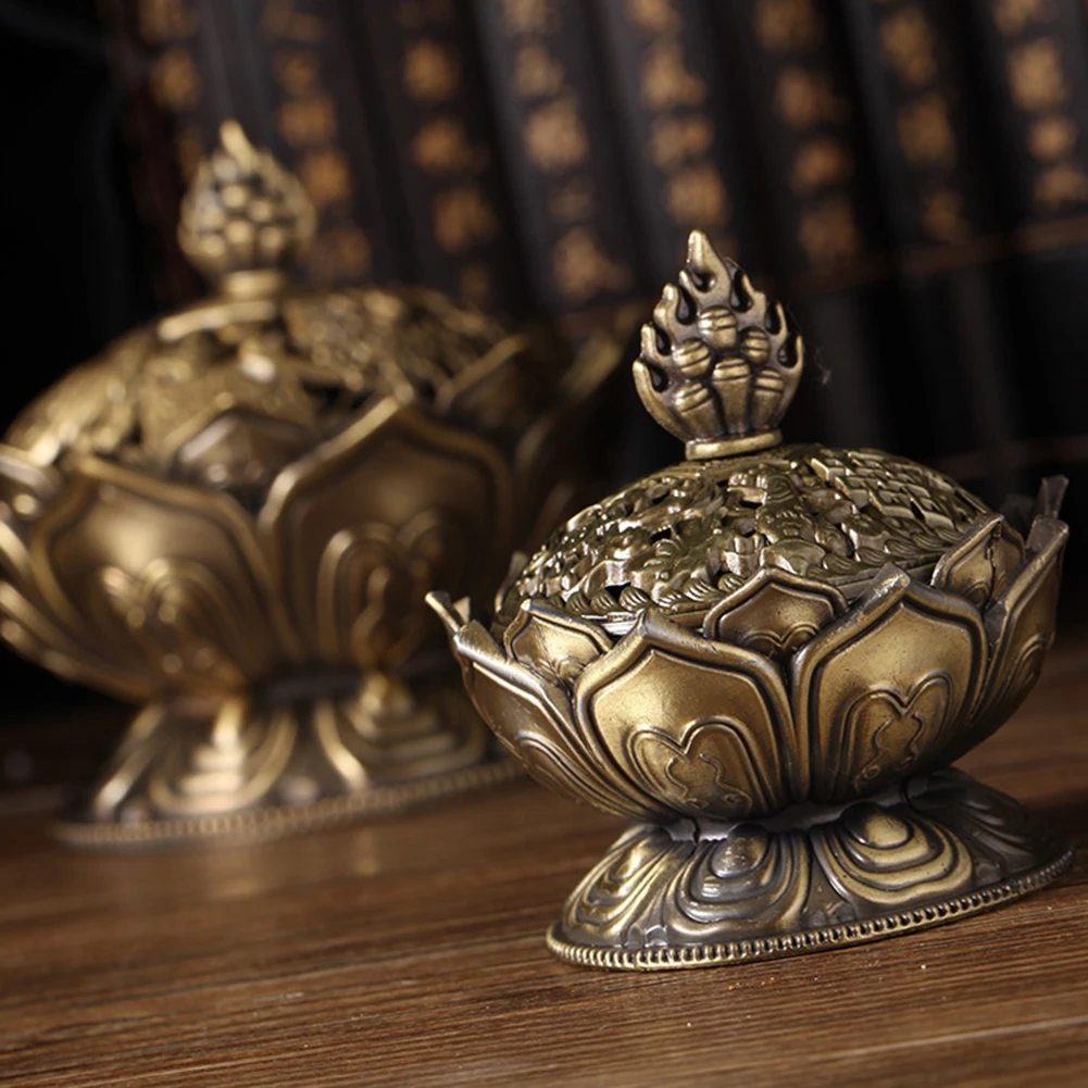 

Alloy Holy Lotus Incense Burner Metal Artistic Chinese Buddha Incense Holder Decorative Craft Household Decoration
