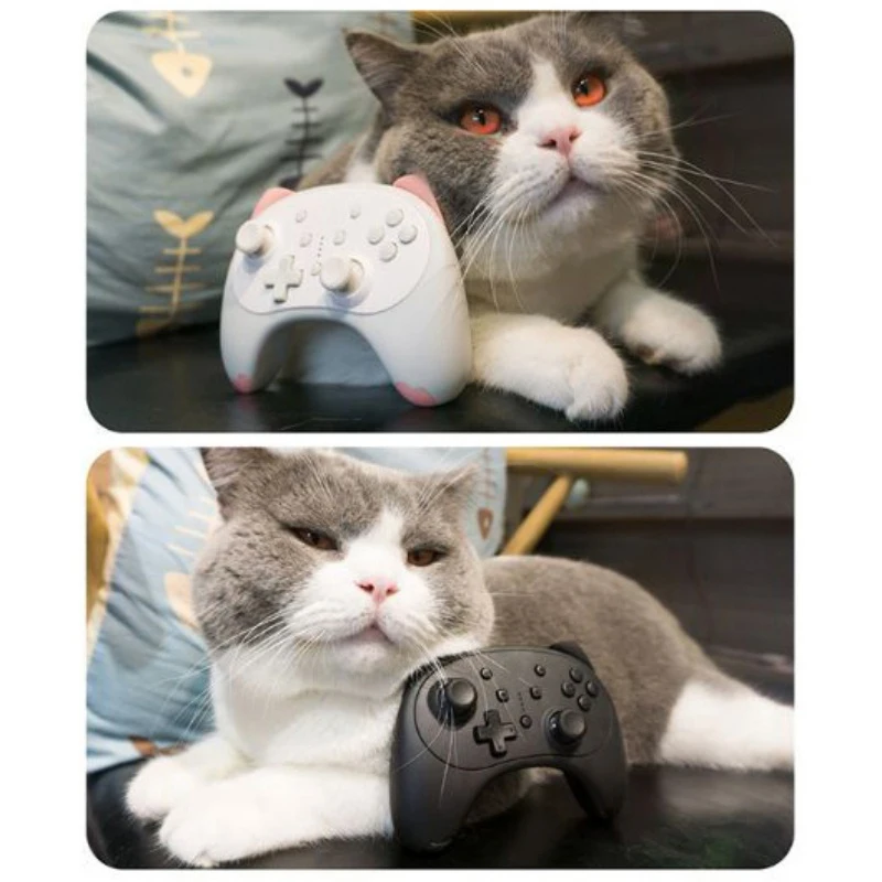 

Wireless Cat Type Controllers Cartoon Kitten Switch Pro Gamepad Joystick Controller For NS N-Switch Switch Lite Pink For Gift