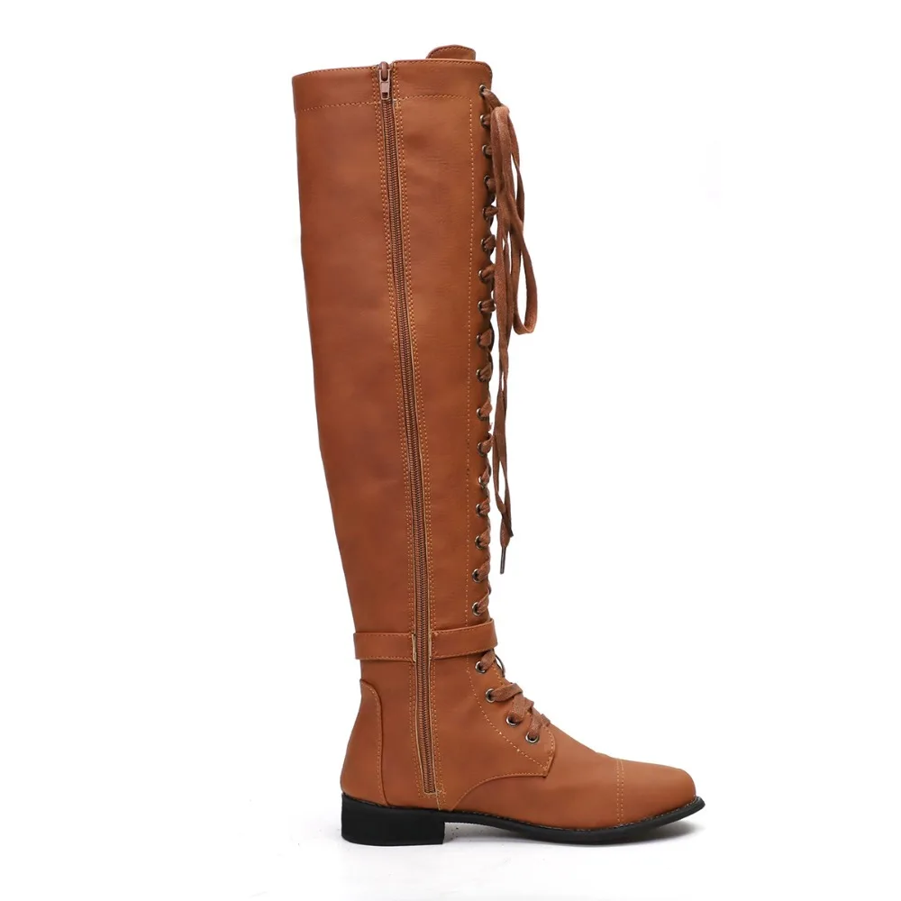 Zapatos mujer/зимние сапоги до колена; женские сапоги для верховой езды из искусственной кожи на среднем каблуке; женская Винтажная обувь с пряжкой и бахромой; chaussures femme