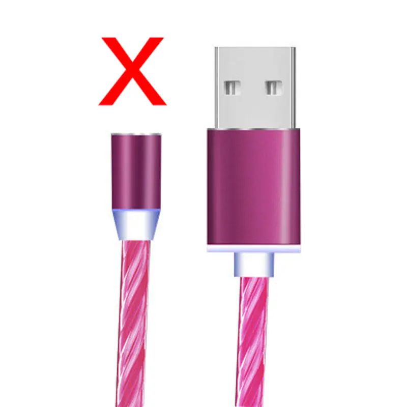 Pink Стример линия передачи данных Магнитный Micro USB кабель для Iphone xsmax Xiaomi 9 huawei P30 P20 Micro usb type C волшебный свет зарядный кабель - Цвет: Pink