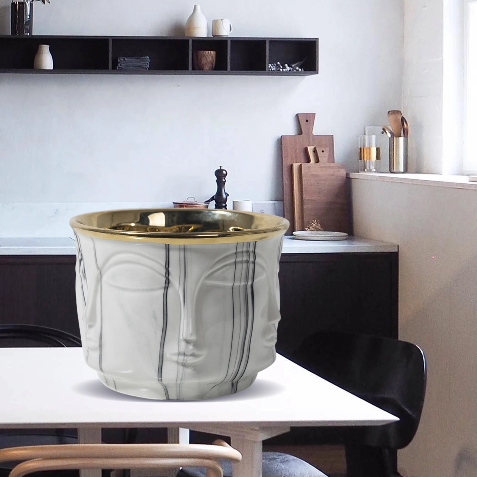 

Nordic Style Ceramic Vase Face Design Ceramic Vase Home Decor Accessories Tools Black White Gold Plant Pot Flower Pot