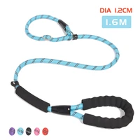 thickness pet leashes double handle reflective dogs leash nylon collar belt rope 1 6m adjustable training pets belt supplies