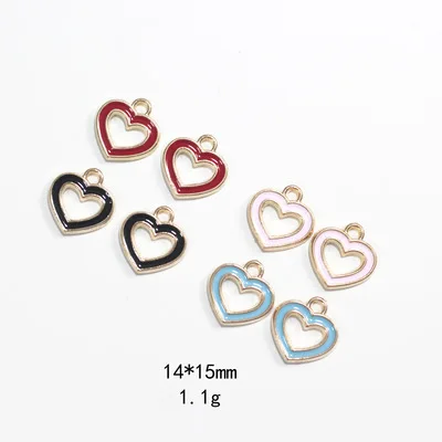 

10pcs 14*15mm Romantic Enamel Love Heart Charms for Necklaces Pendants Earrings DIY Colorful Mini Charms Jewelry Finding Making
