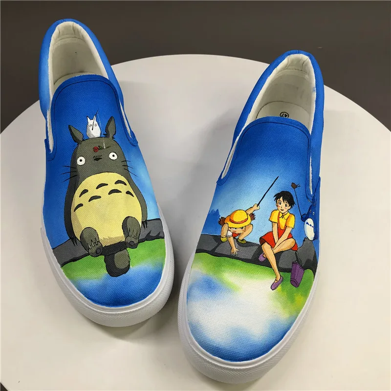 Вэнь/Женская парусиновая обувь без шнуровки Вулканизированная аниме дизайн Мой