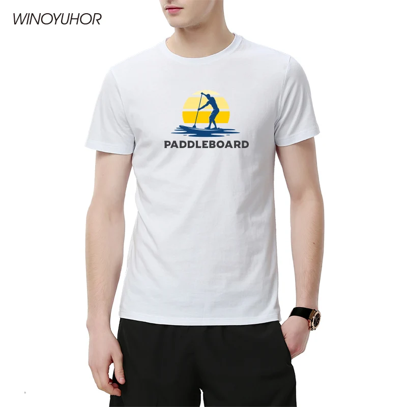 

New Men Short Sleeve Tshirt Paddleboarding Sup Funny Design Printed T Shirt Cotton Summer Casual Crew Neck Tops Camisetas
