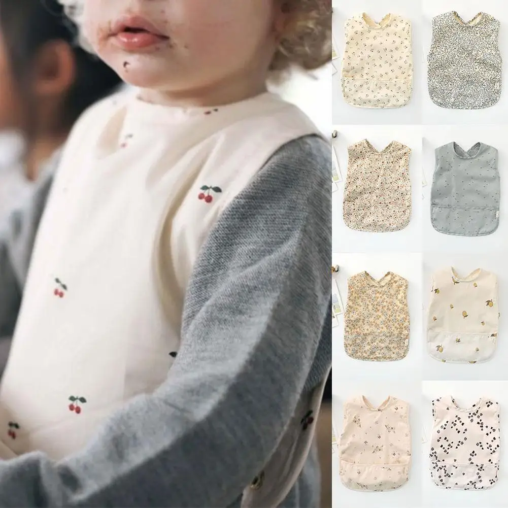 

Pure Cotton Baby Bibs Washable Sleeveless Apron Art Baby's Eating Dinner Smock Breakfast Cloths Lunch Burp Ins Child Bib Go G4M0