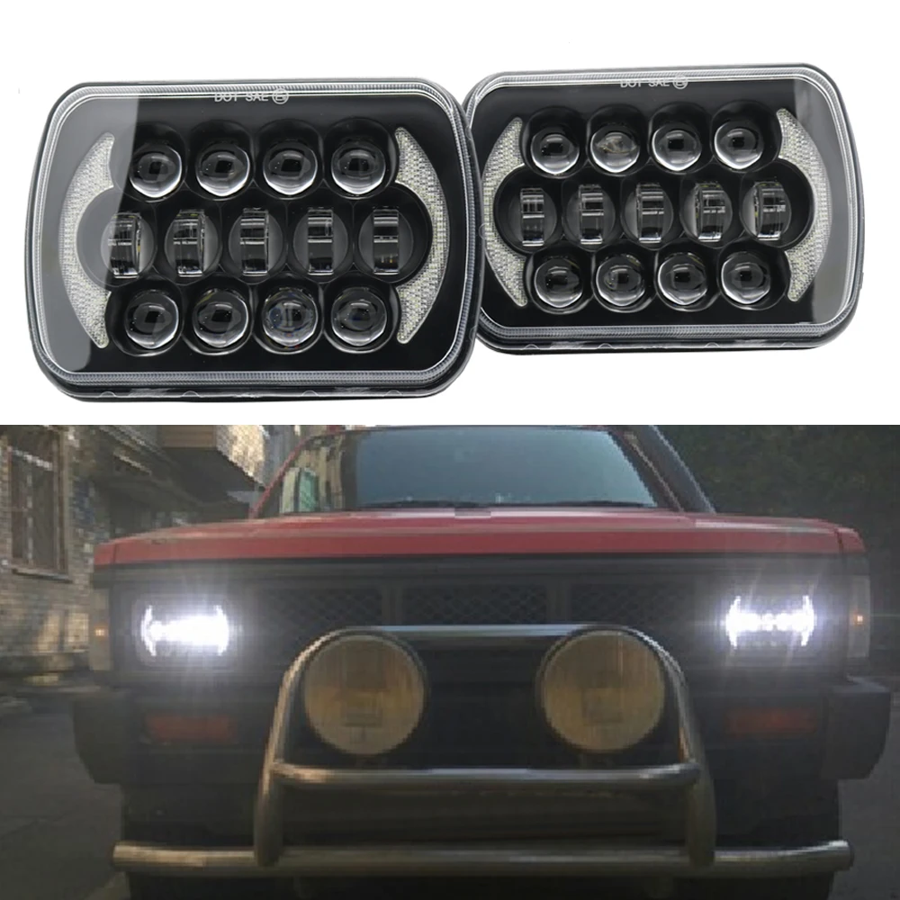Передняя фара 7x6 5x7 дюймов 105 Вт DRL для 1984-2001 Jeep Cherokee XJ квадратная светодиодная 1986-1995