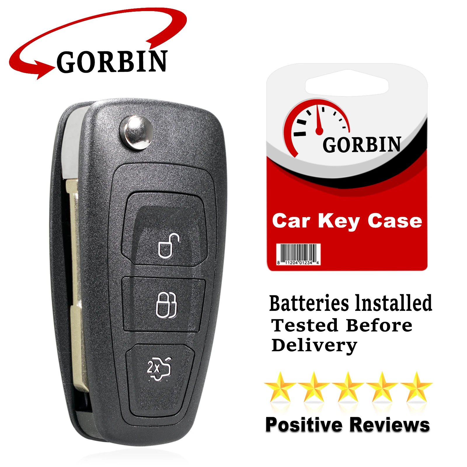 

GORBIN Flip Folding Remote Car Key Shell Case for Ford Focus Fiesta Grand C-Max Galaxy Mondeo S-Max 3 Button