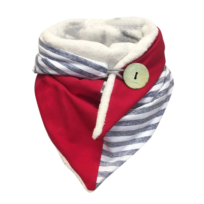 

2021 New Women Contrast Color Button Triangle Scarf Winter Thicken Warm Shawl Wrap Poncho