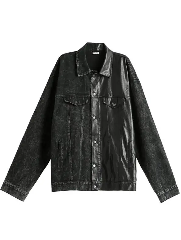 

Jacket men hip hop trend denim jacket patchwork loose casual joker retro temperament street Europe and America