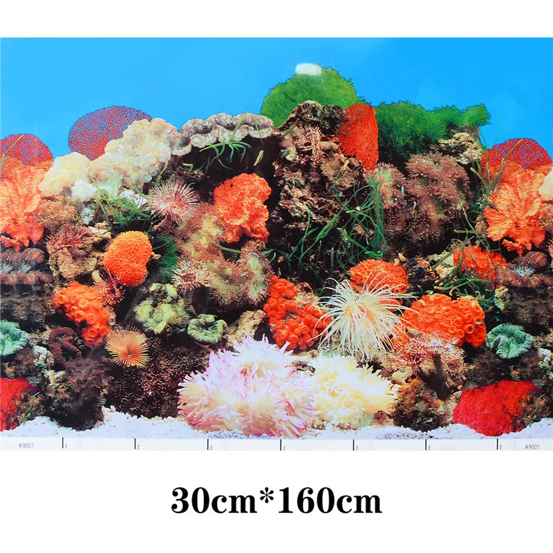 3D плакат для аквариума 30 × 160 см фон живопись наклейка двусторонние морские