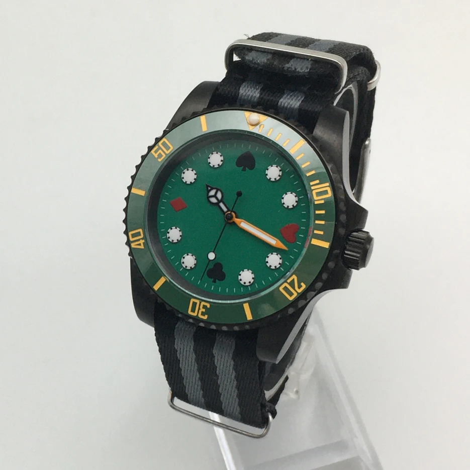 Relógios de pulso mecânico  Moda 40 mm Relógio Masculino Mostrador Verde Sólido Case Automático Relógio Mecânico Cerâmica Moldura