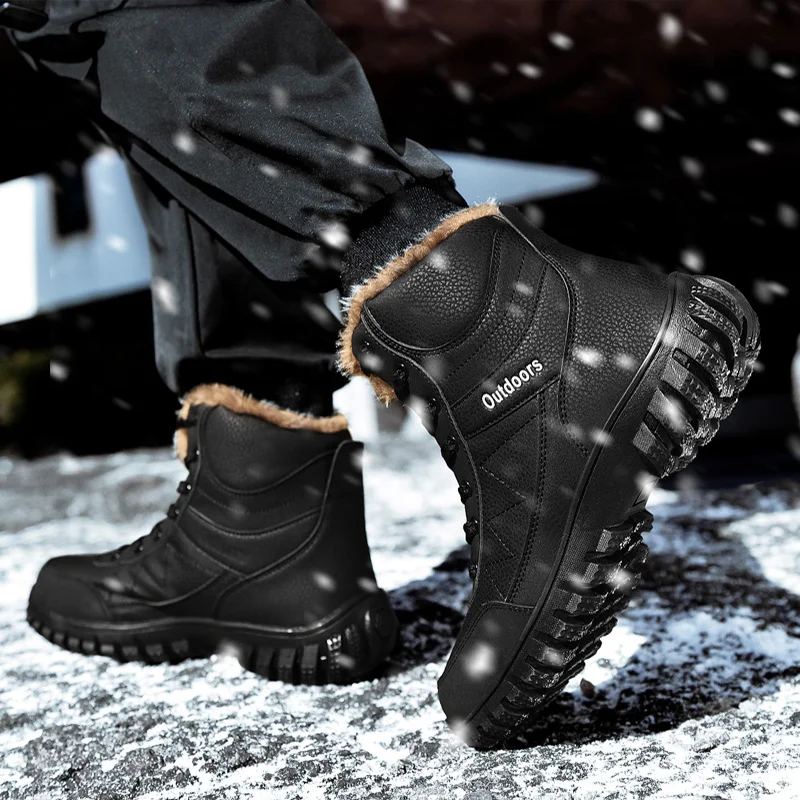 Мужские ботинки повседневные зимние из натуральной кожи с мехом Теплая мужская