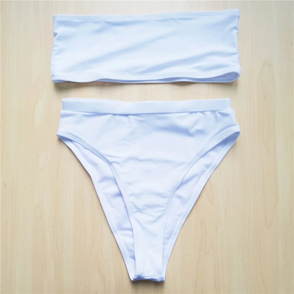 Женский купальник бандо с высокой талией бикини комплект из двух предметов