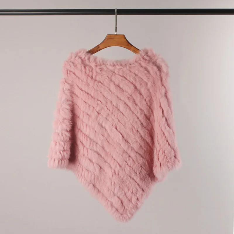 Женское винтажное пончо из натурального кроличьего меха женская вязаная накидка