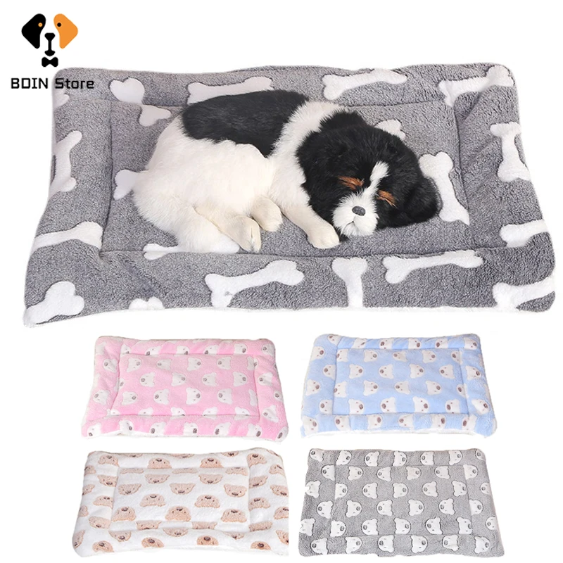 Dog Bed Mat Soft Pet Blankets Sleep Pad For Cats Winter Warm Plush Mats Crate Pad Washable Kennel Bed for Small Medium Big Dogs