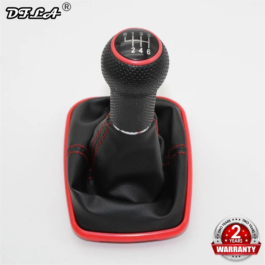 

For Seat Leon 2000 2001 Toledo 1999 2000 2001 Car-Styling Car 6 Speed 23mm Red Line Gear Stick Shift Knob With Leather Boot