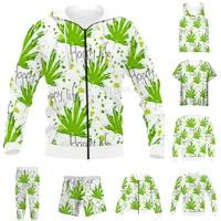 new funny 3d full print weeds leaves t shirtsweatshirtzip hoodiesthin jacketpants four seasons casual suit v73