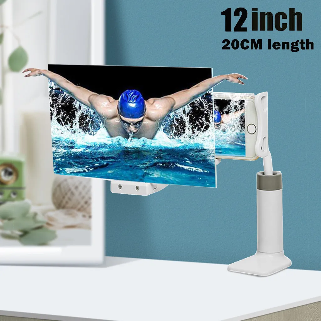 White 12inch 20cm Мобильный телефон высокой четкости проекционный кронштейн увеличитель экрана 360 градусов Регулируемый 8 12 дюймов для домашнего телефона планшета держатель#4 - Цвет: White 12inch 20cm