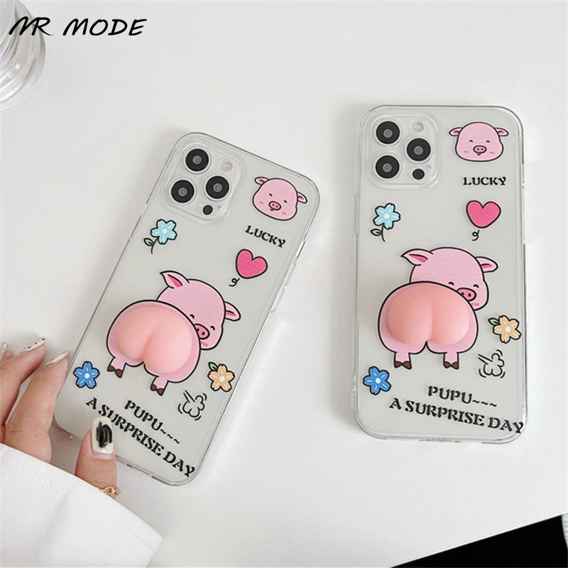 Милый мультяшный 3D чехол для телефона с поросенком iPhone 11 12 Pro Max 7 8 Plus SE 2020 X XR XS MAX Mini