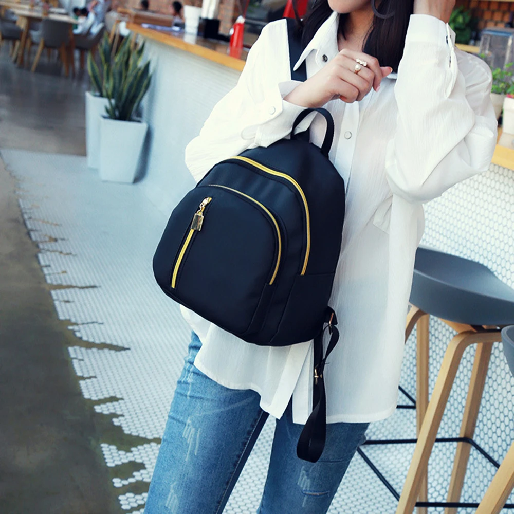

Womens Fashion Backpack School Bags Travel Backpack Black Bag for Woman Bookbag Mini Backpack Preppy Style Nylon Shoulder Bags