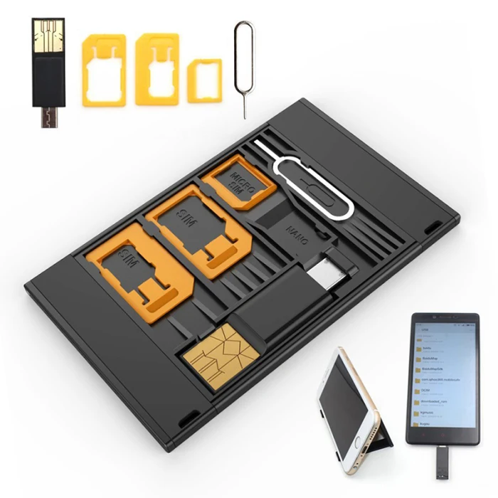 5-в-1 кард-ридер карманы Комплект USB 3,0 Многофункциональный ящик для хранения карточек держатель мобильного телефона многофункциональный sim-карта коробка FKU66