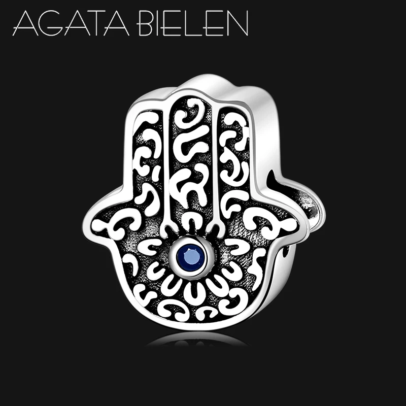 Высокое качество серебро 925 пробы lucky Hand of Fatima Devil's Eye Beads Fit Charms оригинальный