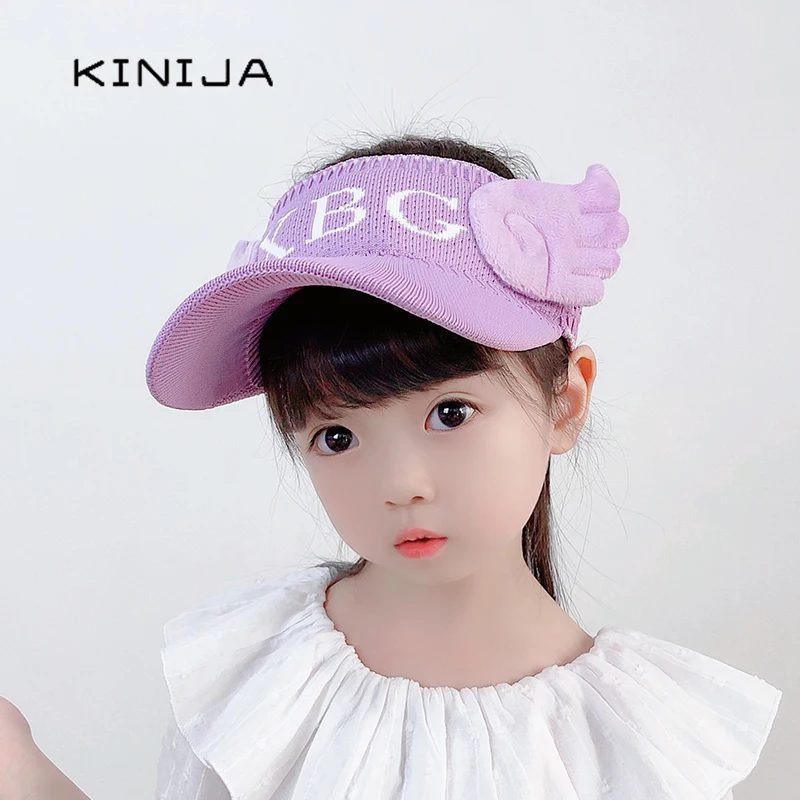 

summer kids sun hat for girls child wing visor hat boys knitted Empty top baseball cap cute chapeu beach uv protection children