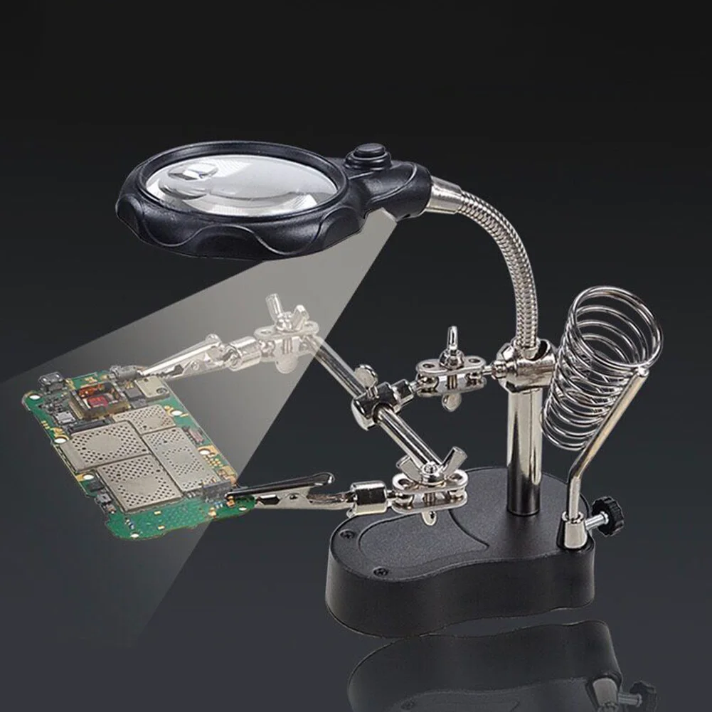 

Soldering Iron Station Accessories Magnifier W/LED Light Welding iron bracket Stand Holder Helping Repairing Soldering Tools