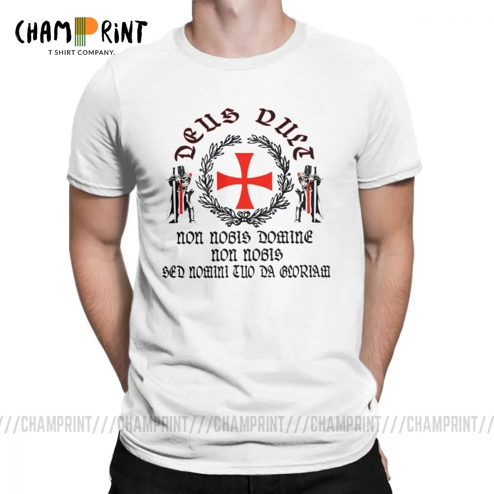 Потрясающая футболка Knights Templar Deus Vult Мужская из чистого хлопка с вырезом лодочкой