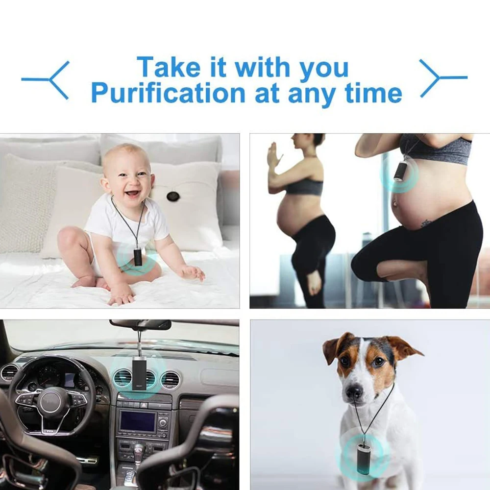 Wearable Air Purifier Necklace USB Cleaner Personal Negative Ion Generator Freshener | Бытовая техника