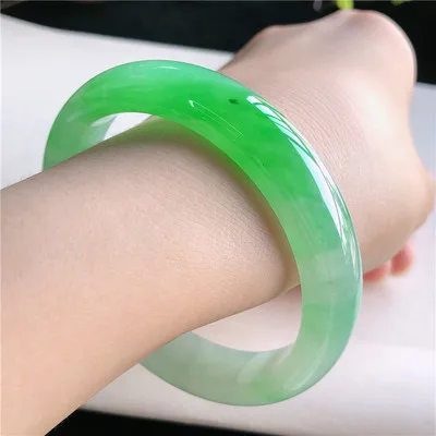 

Zheru Jewelry натуральный бирманский жадеит светло-зеленый браслет 54 мм-64 мм элегантные ювелирные изделия принцессы, подарок для матери и девушки